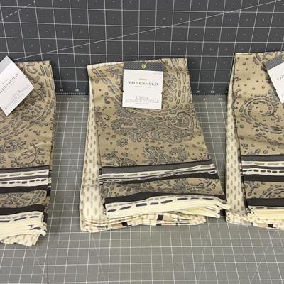 Another (3) Sets of new Linen type Kitchen Towels 