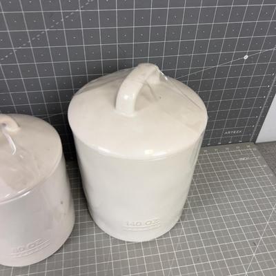 3 pieces White Ceramic Heavy Canister Set