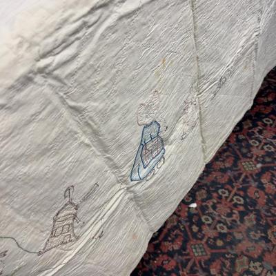 Antique Embroidered Childs Quilt Dutch Girl