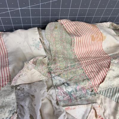 Antique old Worn Baby Quilt