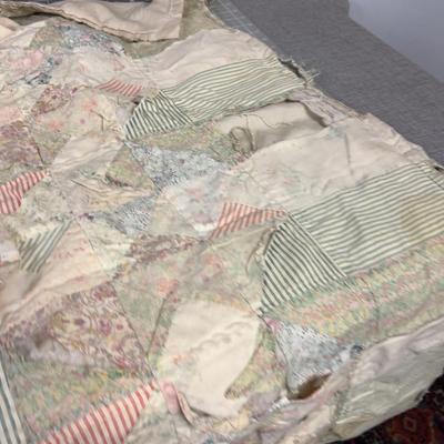 Antique old Worn Baby Quilt