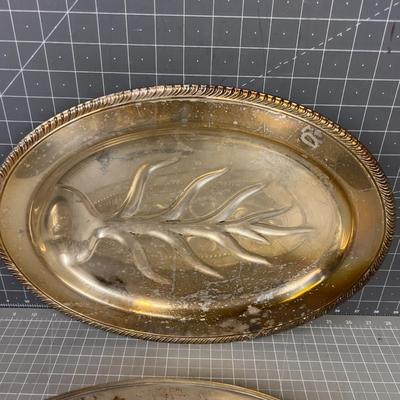 2 Silver Plated Oval Meat Plates 