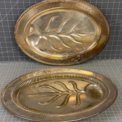 2 Silver Plated Oval Meat Plates 