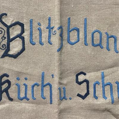 vintage HAND EMBROIDERED GERMAN TABLECLOTH 