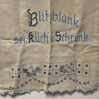 vintage HAND EMBROIDERED GERMAN TABLECLOTH 