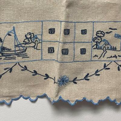 vintage HAND EMBROIDERED GERMAN TABLECLOTH 