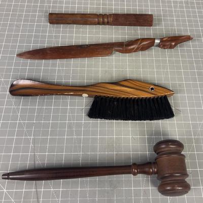 Wood Stuff: Brush, Letter Opener, Gavel, Bell Ringer