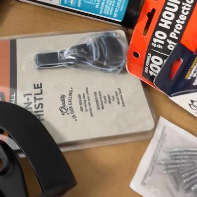 Tray of Outdoor Items: Bug Spray, Safety Glass,  etc.