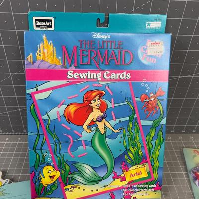 Pile of Vintage Little Mermaid: Stickers, Figurine, Pencils