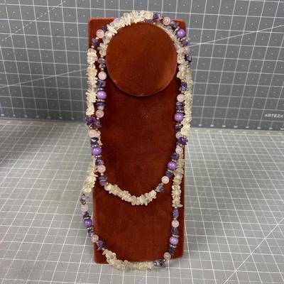 Necklace with Amethyst and Clear Beads (maybe Quartz) 