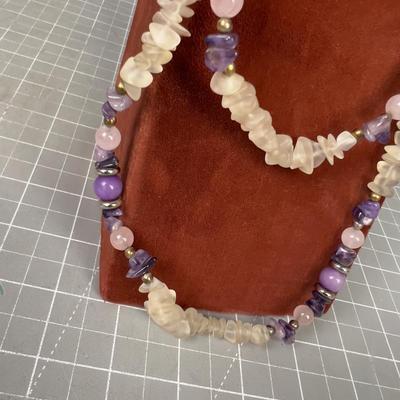 Necklace with Amethyst and Clear Beads (maybe Quartz) 