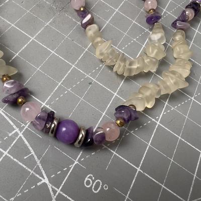 Necklace with Amethyst and Clear Beads (maybe Quartz) 