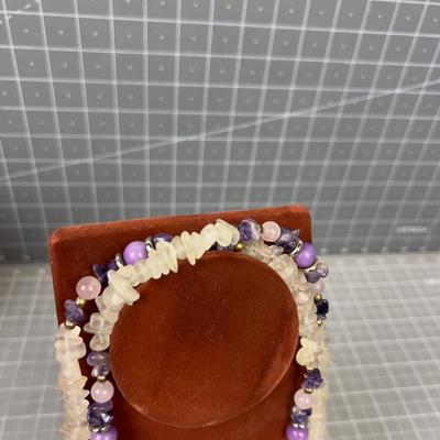 Necklace with Amethyst and Clear Beads (maybe Quartz) 