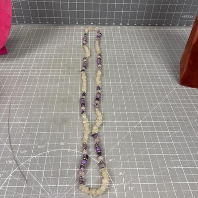 Necklace with Amethyst and Clear Beads (maybe Quartz) 