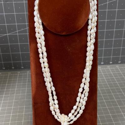 Fresh Water Pearl with Mother of Pearl Disk - Sterling Clasp