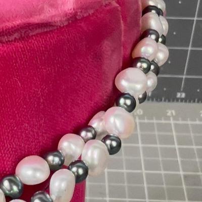 WOW! Small Pearl with Tiny Greenish Grey Pearl, NEAT! Necklace