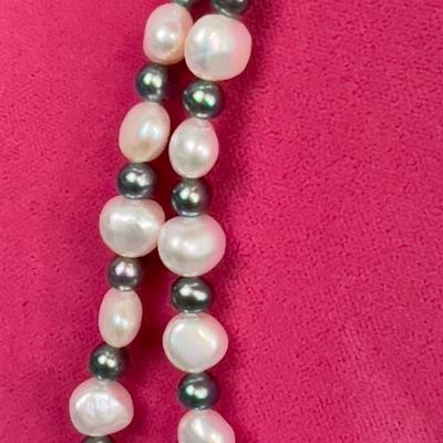 WOW! Small Pearl with Tiny Greenish Grey Pearl, NEAT! Necklace