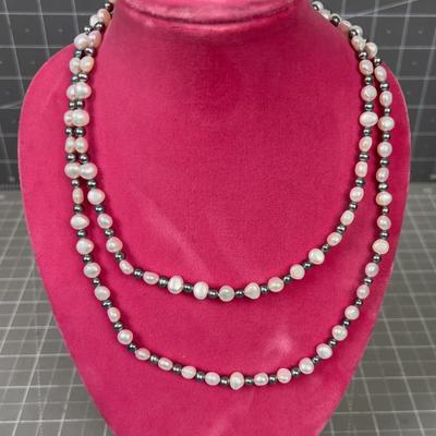 WOW! Small Pearl with Tiny Greenish Grey Pearl, NEAT! Necklace