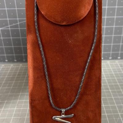 Unique! 925 with Leather and Pearl Choker, Great Combination of Materials 