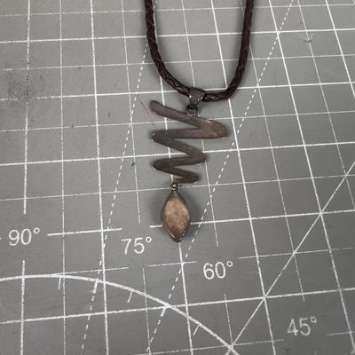 Unique! 925 with Leather and Pearl Choker, Great Combination of Materials 