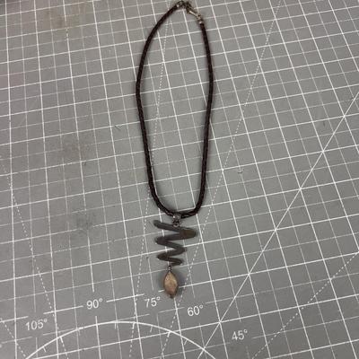 Unique! 925 with Leather and Pearl Choker, Great Combination of Materials 