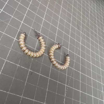 Pearl Hoops with 925 Posts