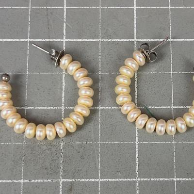 Pearl Hoops with 925 Posts