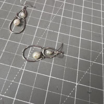 Sterling Pearl Dangles "birdcage style" 