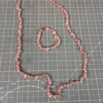 Pink Quartz (Love Stone) Necklace & Bracelet 