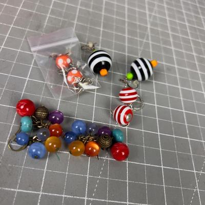 4 Pair of Colorful Ball Earrings 