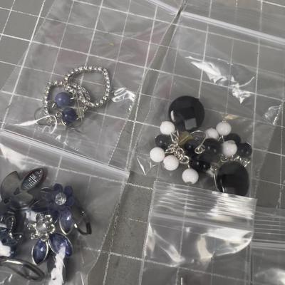 9 Pair of Black Theme Costume Jewelry Earrings