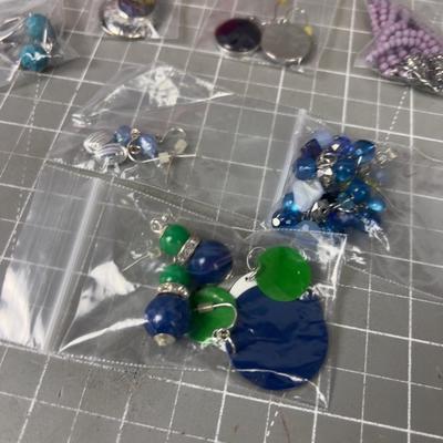 8 Pair of Blue Themed Costume Jewelry Earrings