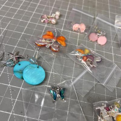 11 Pair of Dragon Flys and Birds Etc. Colorful  Theme Costume Jewelry Earrings