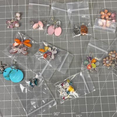 11 Pair of Dragon Flys and Birds Etc. Colorful  Theme Costume Jewelry Earrings