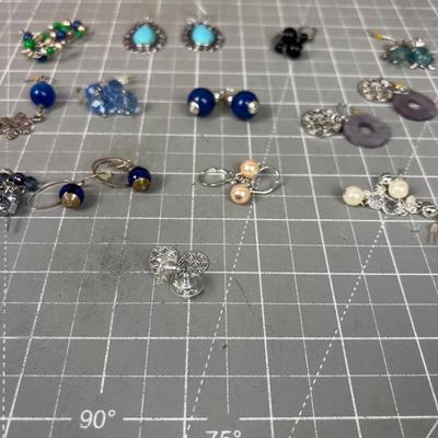 13 Lucky Pair of Blues and Purple Earrings 
