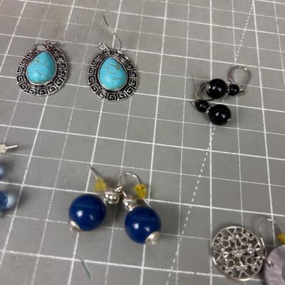 13 Lucky Pair of Blues and Purple Earrings 