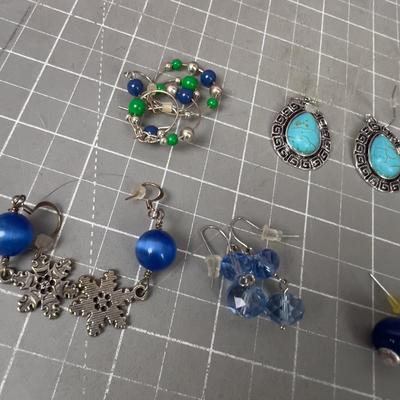 13 Lucky Pair of Blues and Purple Earrings 