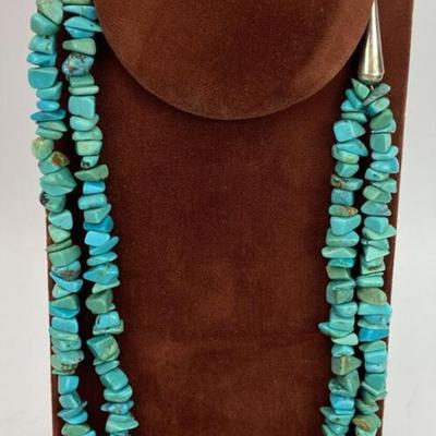 Carolyn Pollack Relios Turquoise 2-Strand Sterling Silver Necklace