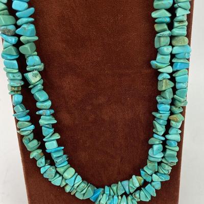 Carolyn Pollack Relios Turquoise 2-Strand Sterling Silver Necklace