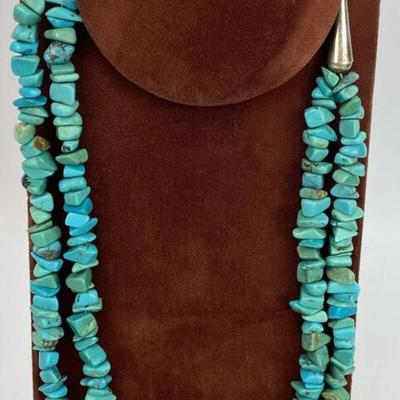Carolyn Pollack Relios Turquoise 2-Strand Sterling Silver Necklace