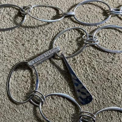 RLM STUDIO ROBERT LEE MORRIS STERLING OVAL LINK NECKLACE BELT 36”