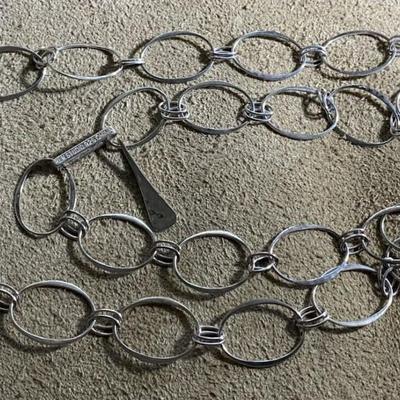 RLM STUDIO ROBERT LEE MORRIS STERLING OVAL LINK NECKLACE BELT 36”