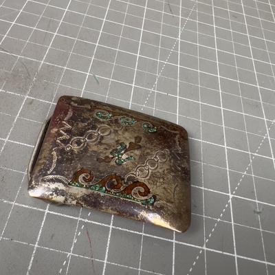 Silver and Turquoise Belt Buckle 
