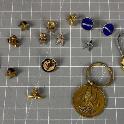 American Airlines Pins, Key Rings and Such