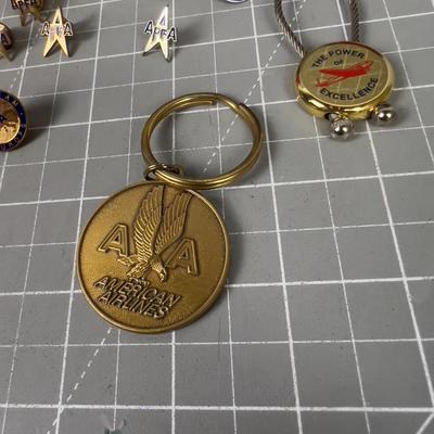 American Airlines Pins, Key Rings and Such
