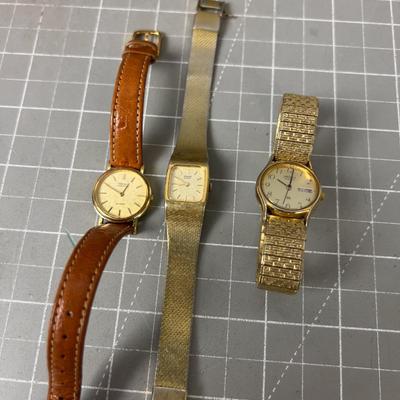 3 SEIKO Women's Watches 1 Leather and 2 Metal Bands 