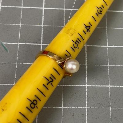 Gold Ring 18 K Plated with Pearl
