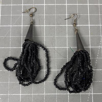 Beaded VINTAGE Mourning Earrings Black 