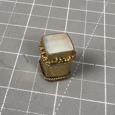 Tiny Mother-of-Pearl & Brass Pill Box