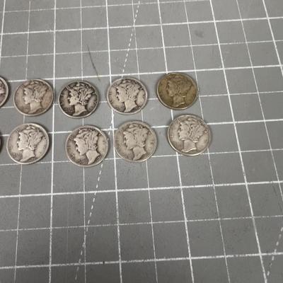 10 Mercury Dimes 